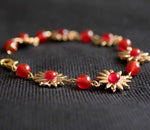 Bracciale Semirigido Inti Wayta - Dorato con Corniole