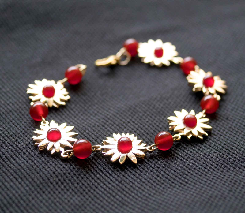 Bracciale Semirigido Inti Wayta - Dorato con Corniole